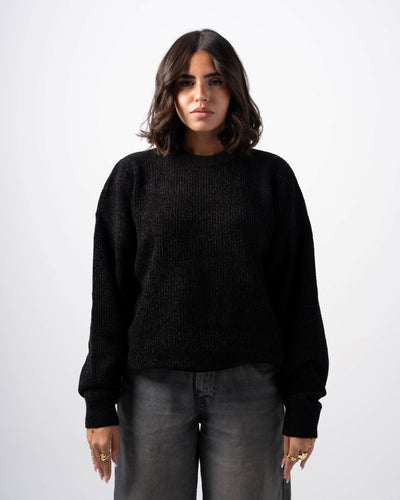 Black Knitted Sweatshirt