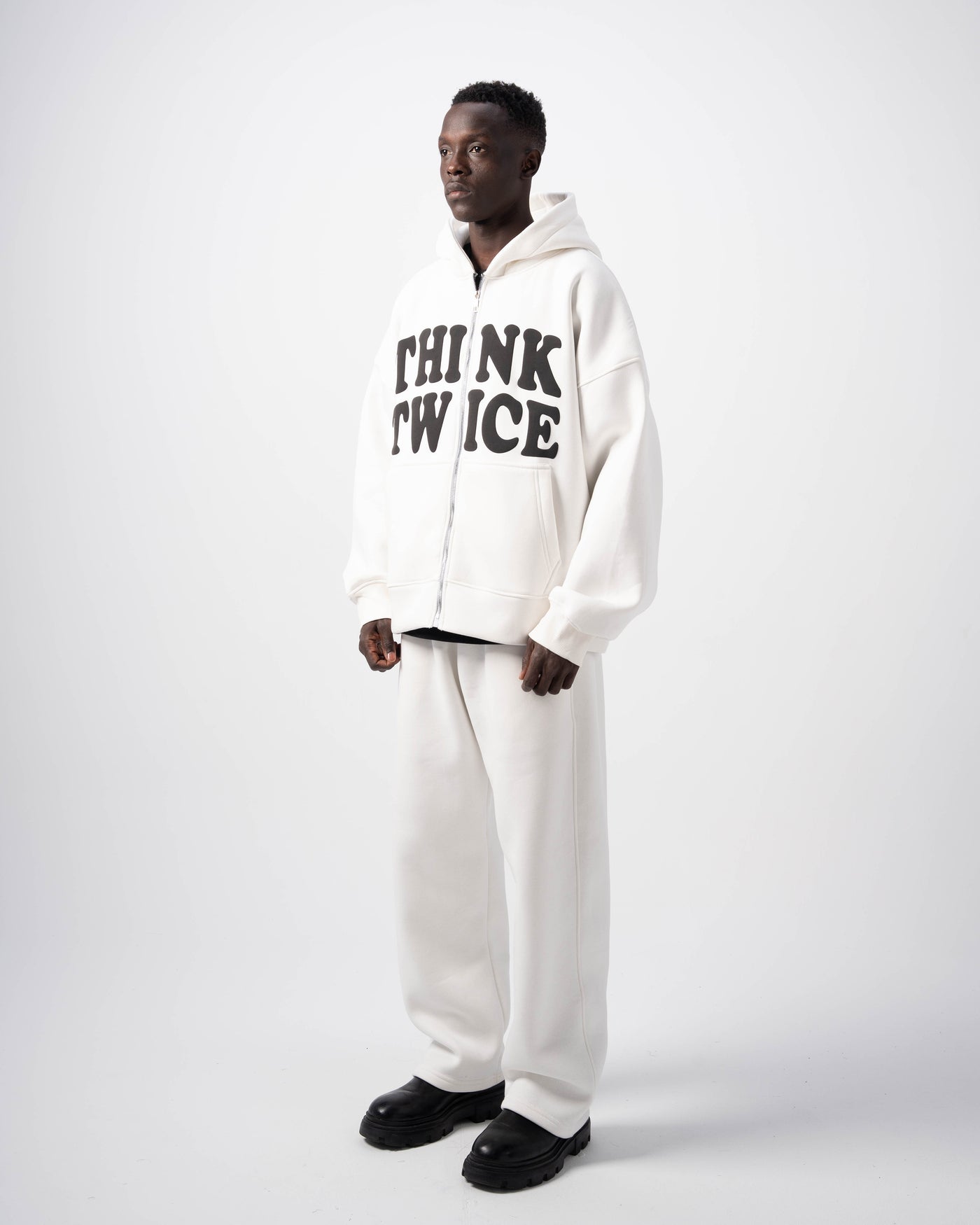 Think Twice Zip Up  - White