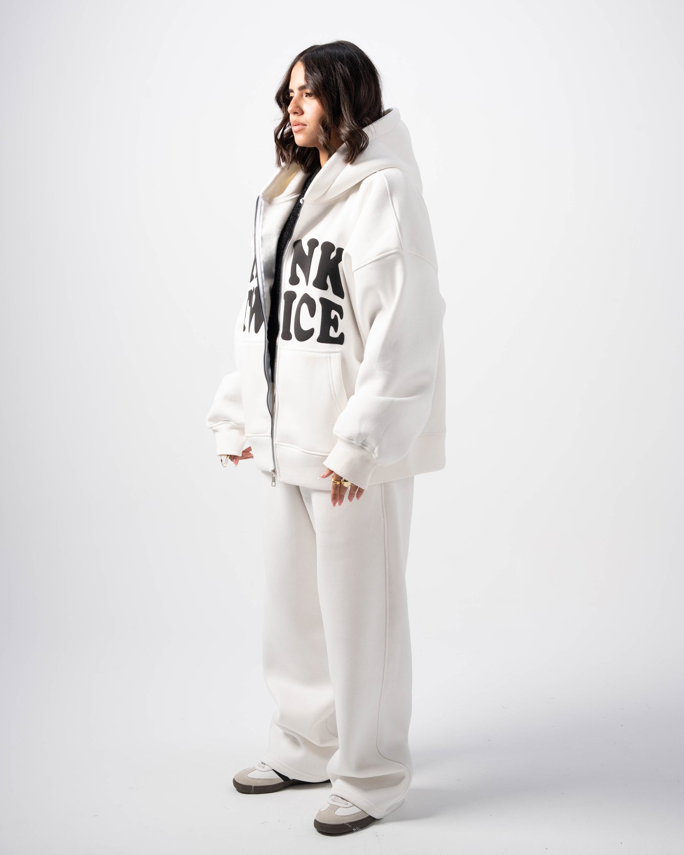 Think Twice Zip Up  - White