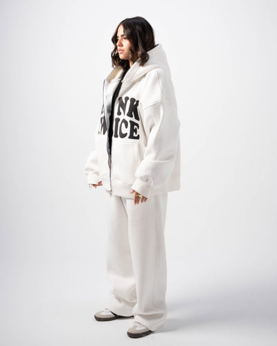 Think Twice Zip Up  - White